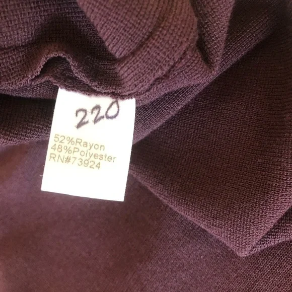 Ming Wang button detail contrast trim soft knit dress  burgundy black size M - Picture 10 of 14